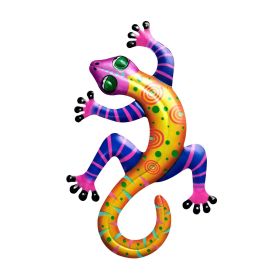 1Pc Geckos Inspiration Wall Art, Metal Colorful 3D Iron Hanging Wall Art Decor Ornaments, For Living Room Patio Balcony Fence Home Decor (6*8inch
