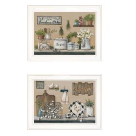 "Farmhouse Kitchen" 2-Piece Vignette By Pam Britton, Ready to Hang Framed Print, White Frame