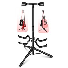 5 Core Guitar Stand Adjustable Double Guitars Stands Floor w Neck Holder Universal Supports for Acoustic Electric Classic Bass Instrument Folding