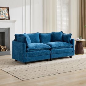 Cloud Sofa LoveSeat Ottoman Is Not Included, Modern Sectional Couch, For Living Room Bedroom And Apartment, Comfy Double Layer Upholstered Seat C (Color: Blue)