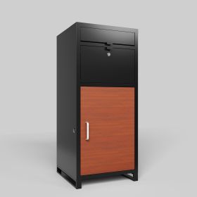 Outdoor Parcel Drop Box, Courier Locker With Mechanical Lock,Floor Standing Parcel Locker, Size 36.6'' X 15.75''x 15.75'', Burglar Resistant Stop (Option: BlackBrown)