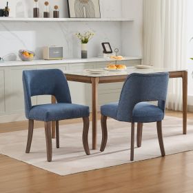 Wooden Dining Chairs Set Of 2, Modern Fabric Upholstered Dining Room Chair Kitchen Chairs, Farmhouse Dinner Chair For Kitchen Dining Room, Blue (Color: Blue)