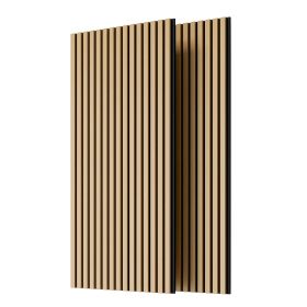 Wood Panels For Wall Slat Wall Panels, 2PC Wood Slat Acoustic Panels For Wall And Ceiling - 3D Fluted Sound Absorbing Panel With Three Sides Full (Option: White Oak)