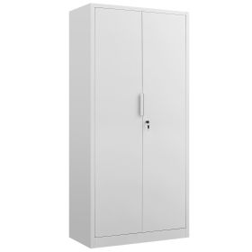 70-Inch 2-Door File Cabinet With Lock, 4 Adjustable Shelves, Heavy-Duty Steel Construction, For Commercial Office, Home Office, Legal Size & Lett (Color: White)