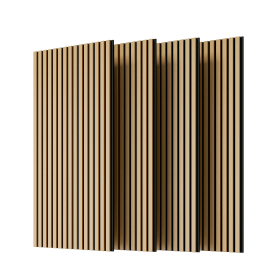 Wood Panels For Wall Slat Wall Panels, 4PC Wood Slat Acoustic Panels For Wall And Ceiling - 3D Fluted Sound Absorbing Panel With Three Sides Full (Option: White Oak)