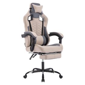 Gaming Chair With Massage,Ergonomic PC Gaming Chair With Footrest Comfortable Headrest And Lumbar Support,High Back PVC Leather,300LBS Grey (Color: Grey)