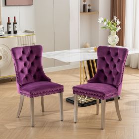 Nikki Collection Modern, High-end Tufted Solid Wood Contemporary Velvet Upholstered Dining Chair With Chrome Stainless Steel Plating Legs,Nailhea (Color: Purple)
