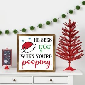 1 Wooden Vintage Wall Sign 'He Watches You Poop Multi-Purpose Farmhouse Christmas Decoration, Holiday Home Wall Decor, Canvas Wall Art (Option: 36x24inch)