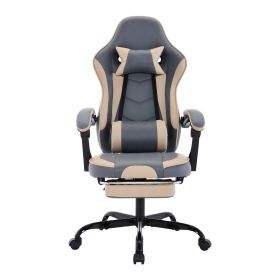 Gaming Chair, Ergonomic Computer Chair With Footrest And Massage Lumbar Support, Height Adjustable Swivel Video Game Chair For Adults, 300lb Max, (Option: Beige Blue)