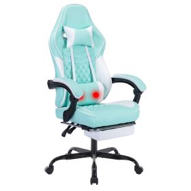 Ergonomic Video Gamer Chairs,Computer Gaming Chairs With Massage Lumbar Support And Footrest,Racing Style Computer Chair Adjustable Headrest For (Color: Green)