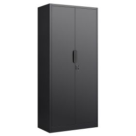 72-Inch 2-Door File Cabinet With Lock, 4 Adjustable Shelves, Heavy-Duty Steel Construction, For Commercial Office, Home Office, Legal Size & Lett (Color: Black)