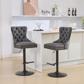 A&A Furniture,Aged And Retro PU Swivel Barstools Adjusatble Seat Height From 26-33 Inch, Modern Bar Stools With Backs Comfortable Tufted For Home (Color: Black)