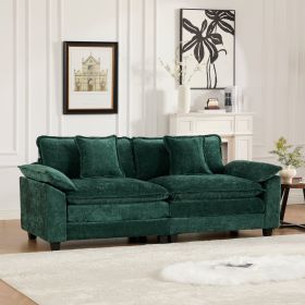 Wider Armrest LoveSeat Ottoman Is Not Includ Modern Sectional Couch, For Living Room Bedroom And Apartment, Comfy Double Layer Upholstered Seat C (Color: Green)