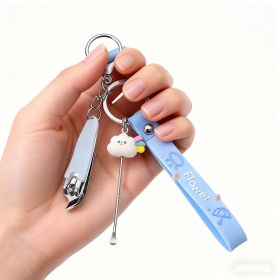 Cloud Nail Scissors Set Keychain-Blue 5856 (Color: Blue)