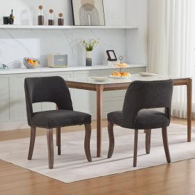 Wooden Dining Chairs Set Of 2, Modern Fabric Upholstered Dining Room Chair Kitchen Chairs, Farmhouse Dinner Chair For Kitchen Dining Room, Black (Color: Black)