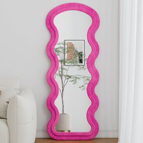 Flannel Full Length Wave Rose Floor Mirror  For Bedroom Living Room Hanging Or Against The Wall (Option: Rose)