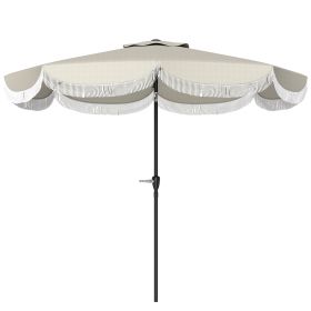 9FT Patio Umbrella,  Outdoor Market Umbrella With Crank, 8 Ribs, Push Button Tilt, Vented Patio Table Umbrella For Deck Backyard Lawn, Light Gray (Option: Light gray)