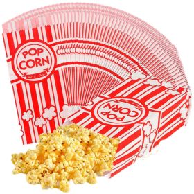 50 Pcs Popcorn Bags Individual Servings Red And White Stripes  Paper Popcorn Food Bags (Option: W13688160)