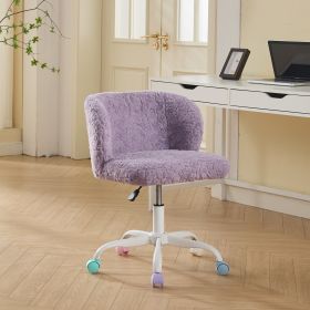 A&A Furniture Office Chair,Artificial Rabbit Hair Home Office Chair With Metal Base,Adjustable Desk Chair Swivel Office Chair,Vanity Chair Violet (Option: Violet)