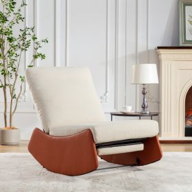 Modern Rocking Chair Recliner, Comfy Rocker Nursery Chair With Footrest, Accent Reading Chair, Upholstered Lounge Chair For Relaxing, Resting,Sof (Color: Orange)