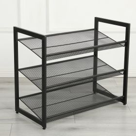 3-Tier Adjustable Shoe Rack, Freestanding Shoe Storage Organizer With Storage Shelves Suitable For Front Door Entrance, Entryway (Color: Black)