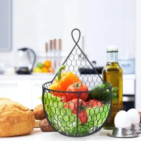 Set Of 3,Wall-Mounted Hanging Metal Fruit Vegetable Baskets Hanging Produce Bins For Flowers, Decorations,Veggies,Decorations And More, Black (Color: Black)