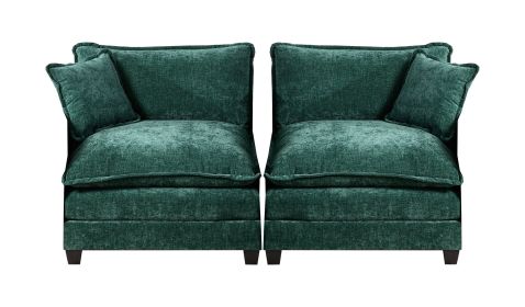 Cloud Sofa Two Seats The Cushion On The Armrest Not Included, Modern Sectional Couch, For Apartment, Comfy Double Layer Upholstered Seat Cushion, (Color: Green)