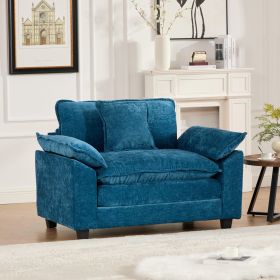Cloud Sofa Single Seat Ottoman Is Not Included, Modern Sectional Couch, For Living Room Bedroom And Apartment, Comfy Double Layer Upholstered Sea (Color: Blue)