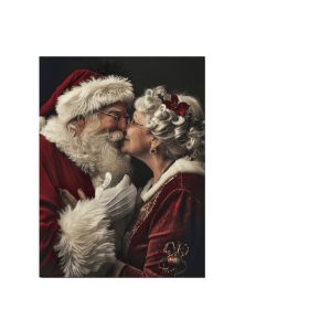 1 Framed Wooden Canvas Painting, Santa Claus Hugging Mrs. Claus Canvas Wall Art, Suitable For Christmas, Halloween, Birthdays, Bachelorette Parti (Option: 36x24inch)