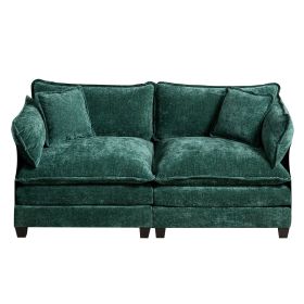 Cloud Sofa Two Seats Armrests Are Not Included, Modern Sectional Couch, For Living Room Bedroom And Apartment, Comfy Double Layer Upholstered Sea (Color: Green)