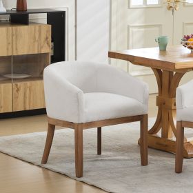 Mid Century Modern Upholstered Barrel Dining Chairs With Arms,Farmhouse Linen Kitchen & Dining Room Chairs With Natural Hardwood Frame, 19 W Acce (Color: Beige)