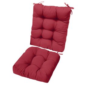 Multiple Color Options - Rocking Chair Cushion Set Upper And Lower Back And Seat Sets With Non-Slip Ties Polyester Fiber Filling Comfortable For (Color: WINE RED)