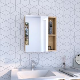 Andes Medicine Single Door Cabinet With Mirror, Five Interior Shelves (Color: Light Oak)
