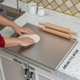 Stainless Steel Cutting Board for Kitchen - Large 304 Chopping Boards with Lid and Non-Slip Pad for Countertop (size: 30cm*40cm)