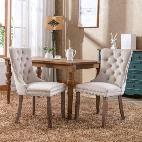 Nikki Modern, High-end Tufted Solid Wood Contemporary Velvet Upholstered Dining Chair With Wood Legs Nailhead Trim 2-Pcs Set,Beige, SW2001BG (Color: Beige)