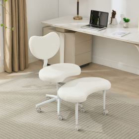 Meditation Chair Plus, Cross Legged Chair With Wheels, ADHD Chair, Criss Cross Desk Chair With Lumbar Support And Adjustable Stool, Flexible Desi (Option: Ivory)