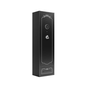 8 - Gun Capacity Rifle Safe. Holds Rifles, Pistols, Shotguns. Digital Lock For Quick Access. Removable Shelf. Special Gun Rack For Scoped Rifles. (Color: Black)