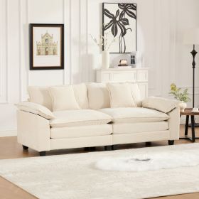 Wider Armrest LoveSeat Ottoman Is Not Included, Modern Sectional Couch, For Living Room Bedroom And Apartment, Comfy Double Layer Upholstered Sea (Color: Beige)