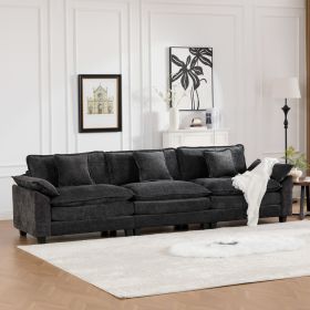 Wider Armrest 3 Seats Ottoman Is Not Included, Modern Sectional Couch, For Living Room Bedroom And Apartment, Comfy Double Layer Upholstered Seat (Color: Black)